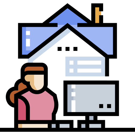 Working at home laptop working at home woman icon