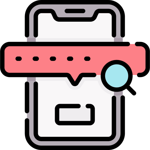 Smartphone website magnifying glass cellphone icon