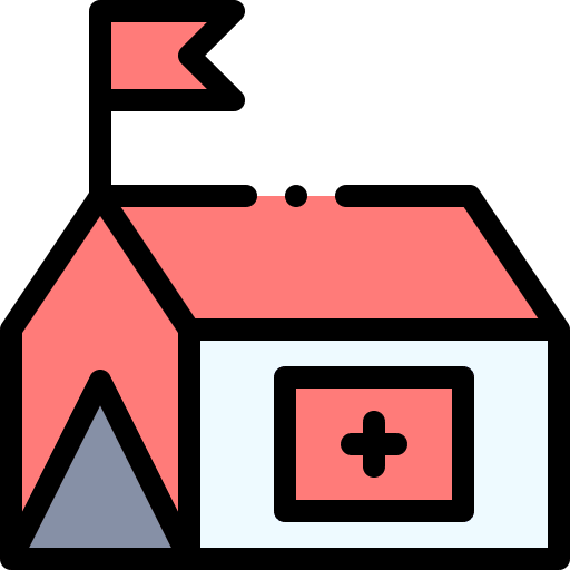 Tent emergency red cross tent icon