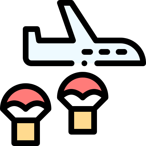 Airplane parachute travel flight icon