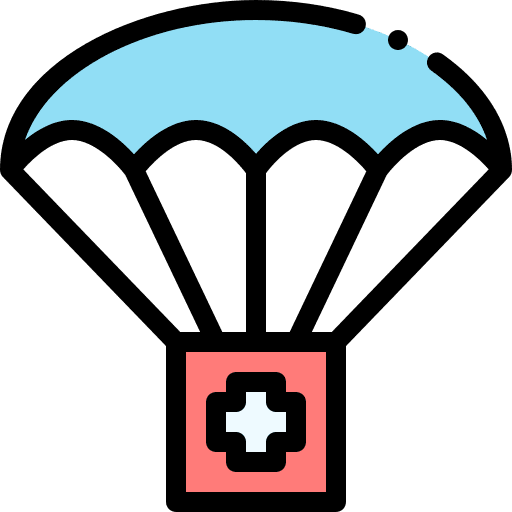 First aid kit airdrop supply shipping and delivery icon
