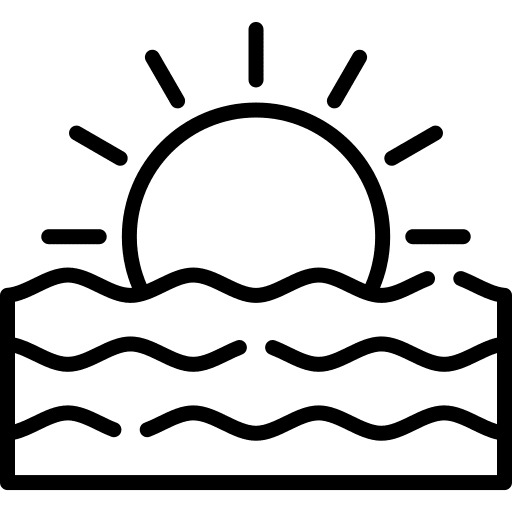 Sunset ocean landscape summer icon