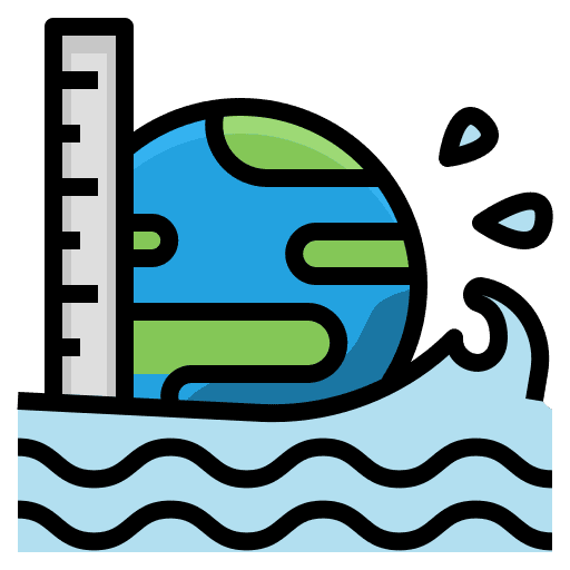 Sea level greenhouse effect rise ecology and environment icon