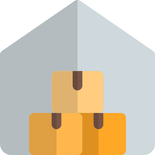 Boxes shipping and delivery empire state building warehouse icon