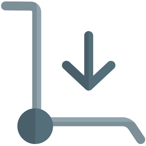 Down arrow business logistics delivery wheels icon