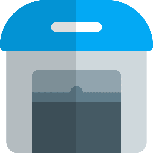 Shutter warehouses delivery boxes icon