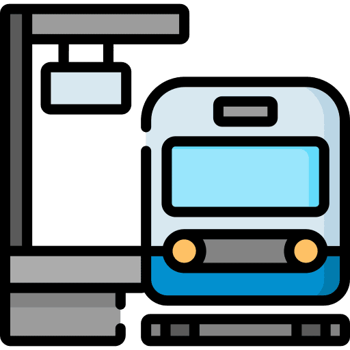 Train platform architecture and city transport underground icon