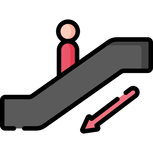 Escalator down mall escalator down down arrow icon