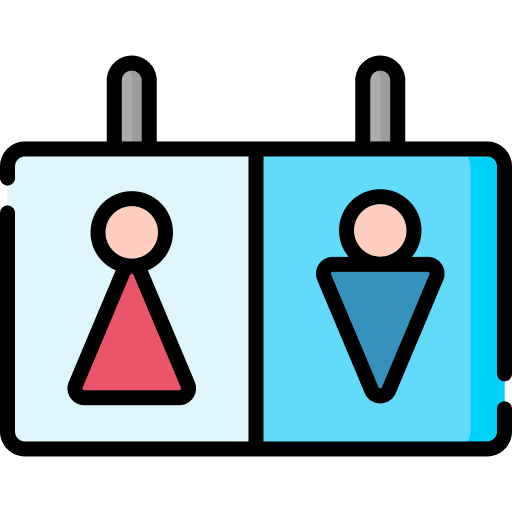 Toilet signs signaling woman restroom icon