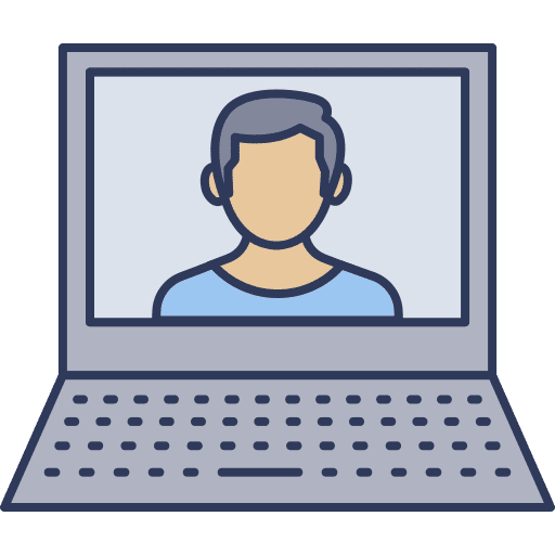 Video call laptop work from home communications icon
