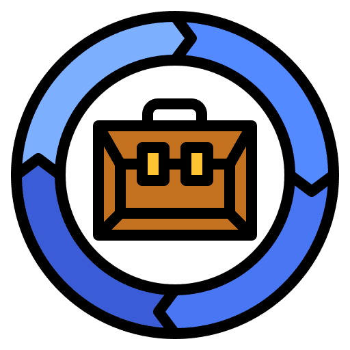 Cycle briefcase economic flow icon