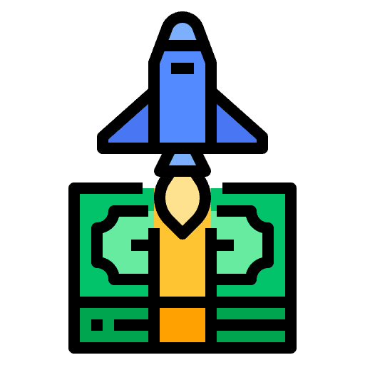 Startup rocket economy business icon