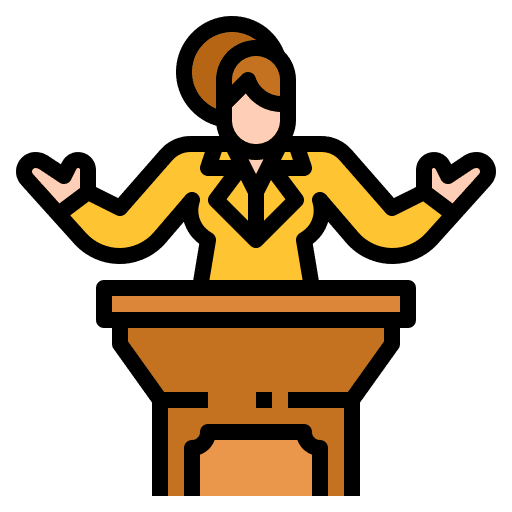 Politician communication businesswoman professions and jobs icon