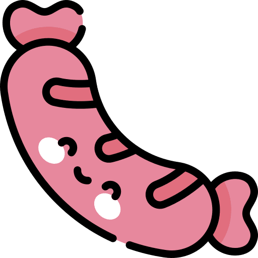 Sausage meat food and restaurant junk food icon