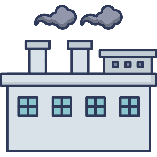 Factory manufacturing plant pollution industrial icon