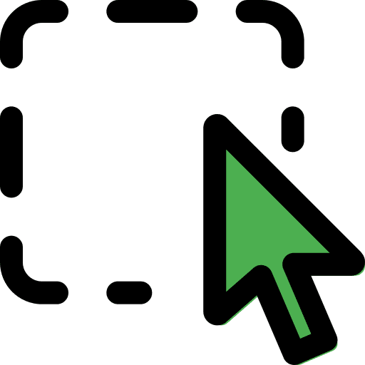 Square pointer clicking arrow icon