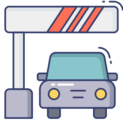Toll road architecture and city car transpor icon