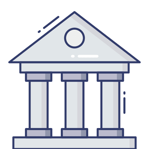 Museum architecture and city bank building icon