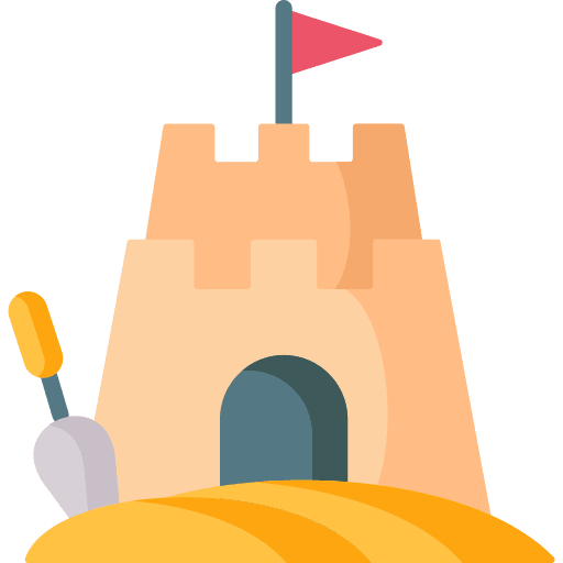 Sand castle child shovel sand toy icon