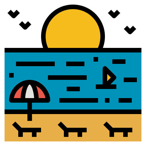 Beach sunbed beach beach umbrella icon