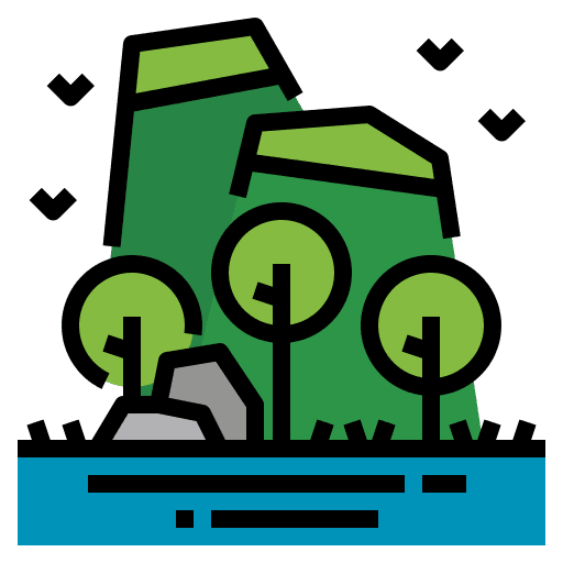 Island landscape nature tree icon