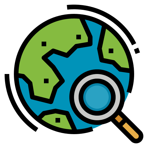 Map magnifier magnifying glass location icon