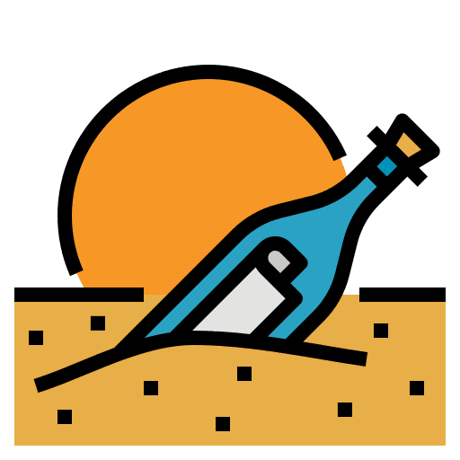 Message in a bottle sun communication sand icon