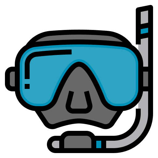 Diving goggles equipment sports and competition glasses icon