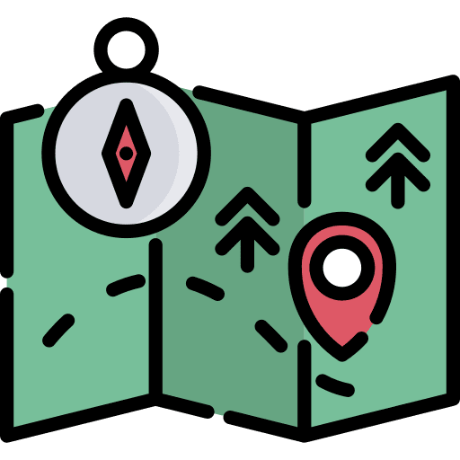 Map compass travelling camping icon