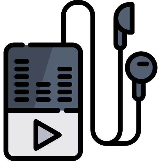 Mp3 player listening music and multimedia headphone icon