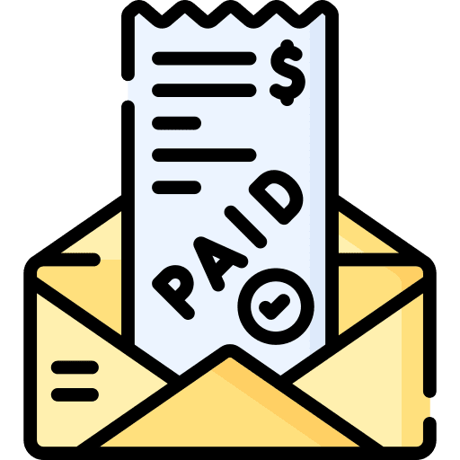 Letter confirmation paid check mark icon