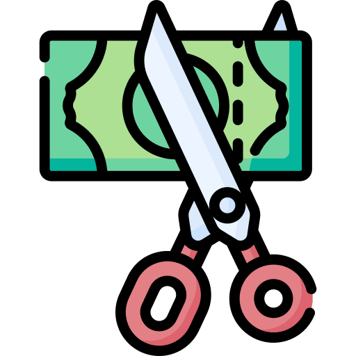 Tax scissors banknote business and finance icon