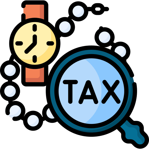 Wealth magnifying glass business and finance wristwatch icon