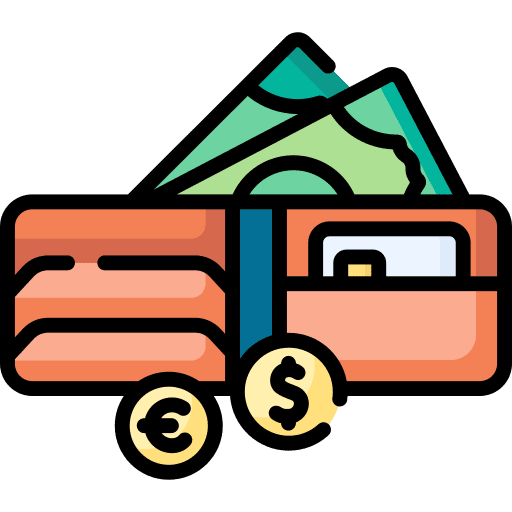 Wallet holder debit card money icon