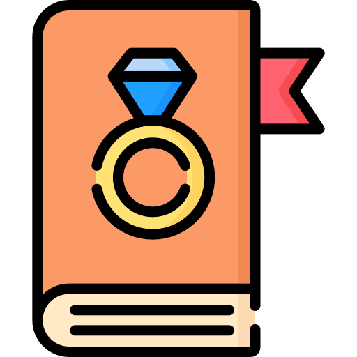 Marriage love and romance book wedding ring icon