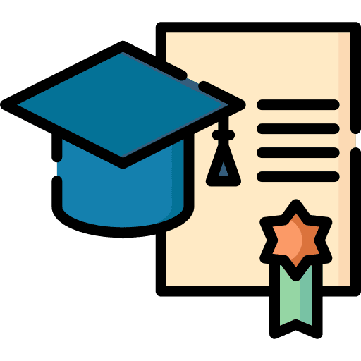 Certificate graduation hat certificate diploma icon