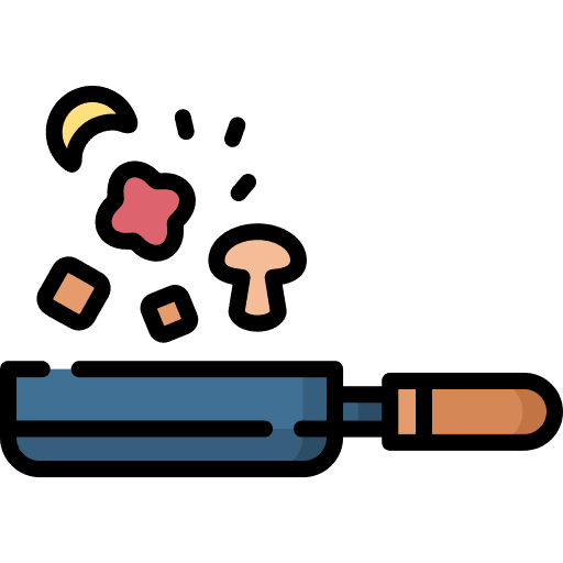 Cooking food and restaurant pan cooking icon