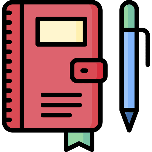 Diary pen planner hobbies and free time icon