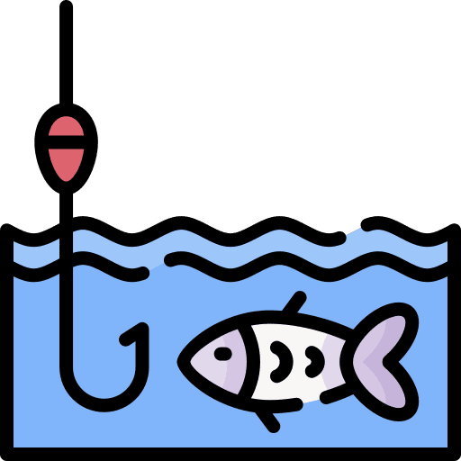 Fishing hook reel fishing rod icon