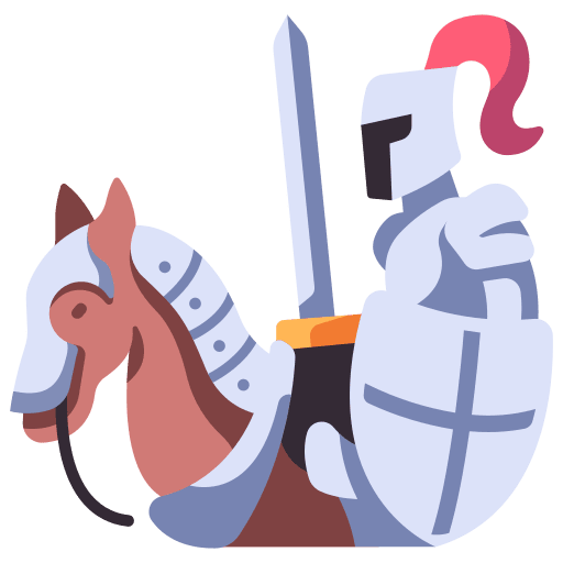 Knight sword horseback shield icon