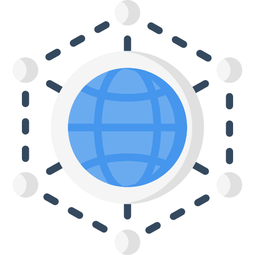 Distribution network globe distribution network connection icon