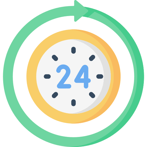 24 hours clock time time and date icon