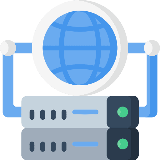 Hosting globe grid server connection icon