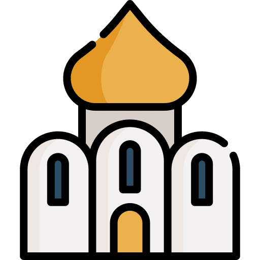 Church architecture and city cultures monuments icon
