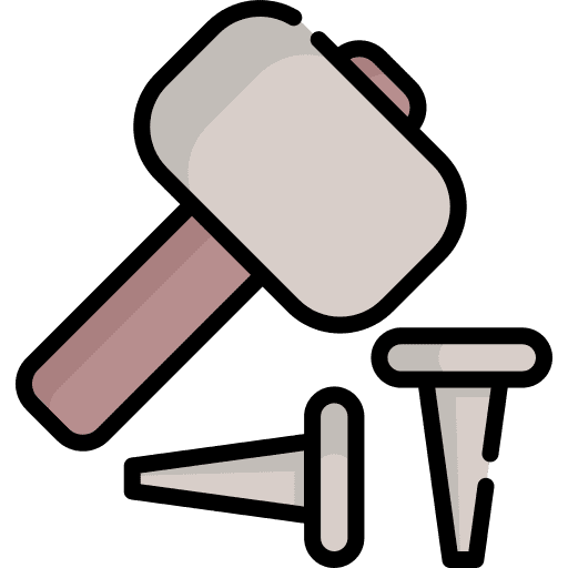 Hammer carpenter construction and tools improvement icon