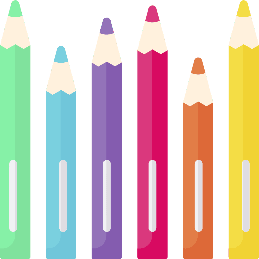 Colored pencils art and design education draw icon