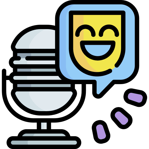 Comedy podcast microphone bubble chat audio icon