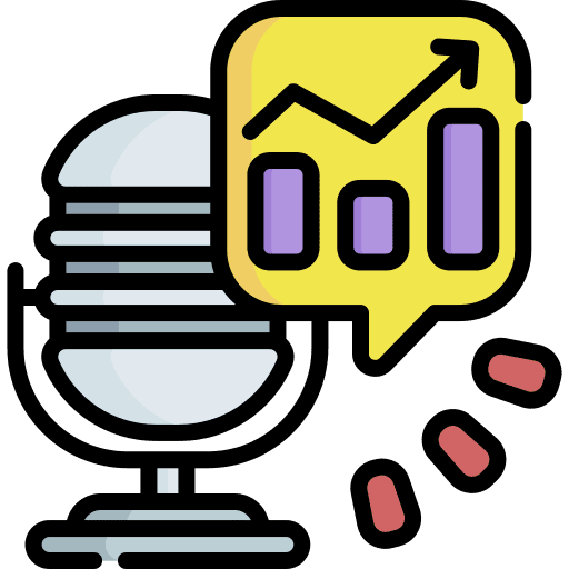 Podcast business and finance stats microphone icon