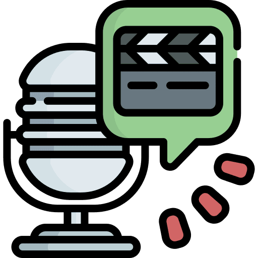 Podcast communications cinema voice recording icon