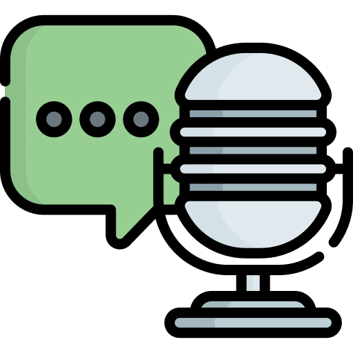 Podcast microphone music and multimedia speech bubble icon